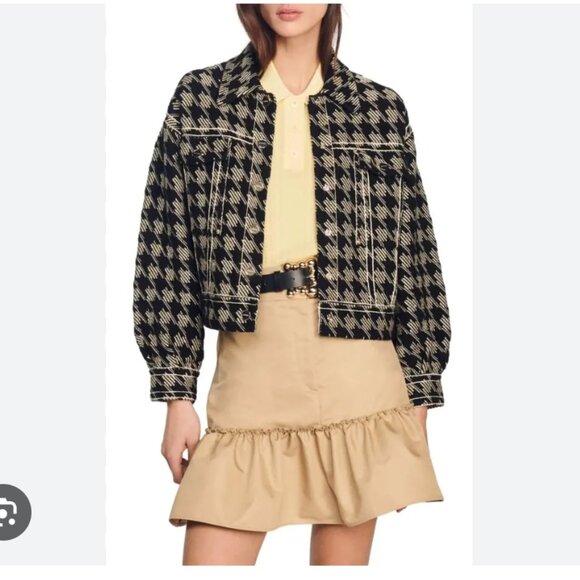 SANDRO Houndstooth Balthazar Jacket - Picture 2 of 6